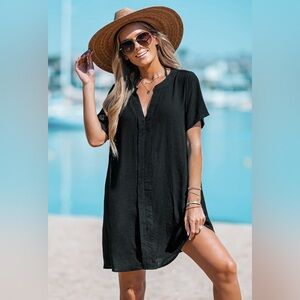 NWT Cupshe Black V-Neck Swim Cover-Up